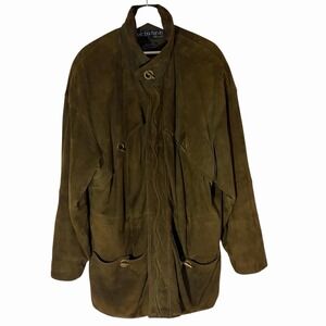 Mark Buchanan‎ Pelle Pelle Vintage Suede Jacket Mens 42 Olive Green Utility
